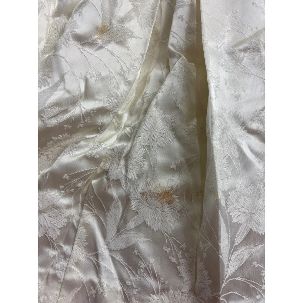 VTG Handmade Cream Jacquard Floral Cummerbund Mini Dress XS? Wedding Chic Preppy